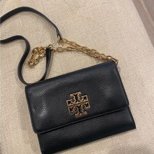 Brand New Tory Burch Black Crossbody Bag with Gold Chain